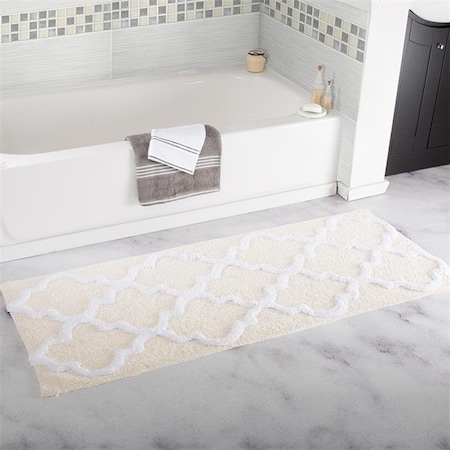Lavish Home Lavish Home 67-0029-B 24 x 60 in. 100 Percent Cotton Trellis Bathroom Mat - Bone 67-0029-B